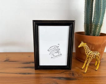 SHIPS TODAY - 5x7" Picture Frame - Deep Double Cove Style with Vintage Black Finish - In Stock - Gallery Frame 5 x 7 Solid Hardwood