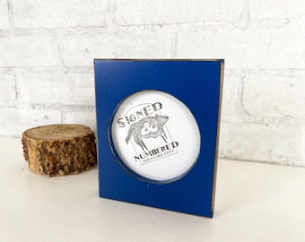 4x4 Pine Circle Opening Picture Frame - SHIPS TODAY - Vintage Blueblood - In Stock - 4 x 4 inch Circle Round Picture Frame Blue