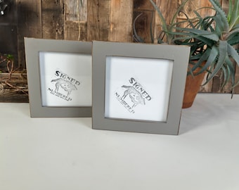 SHIPS TODAY - 5x5 Square Picture Frame - 1x1 Flat Style with Vintage Grey Finish - In Stock - 5 x 5 Photo Solid Wood Frame