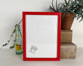 SHIPS TODAY - 9x12 Picture Frame - Peewee Style with Vintage Ruby Red Finish - In Stock - Handmade Frame 9 x 12 inch size
