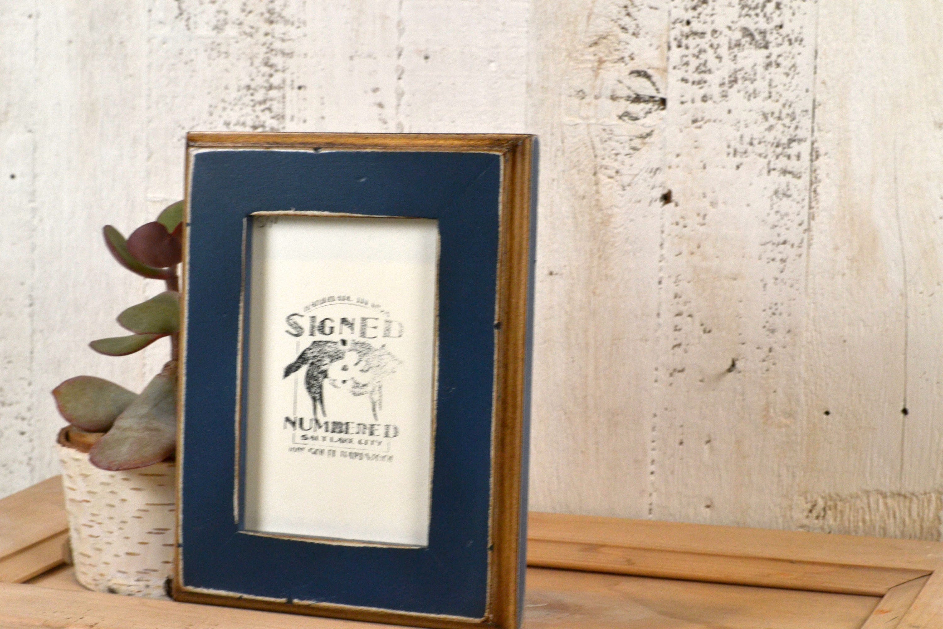 4x6 Inch Photo Frame In 2 Tone Style With Vintage Navy Blue Finish 4 X 6 Frames Solid Hardwood Gallery Photo