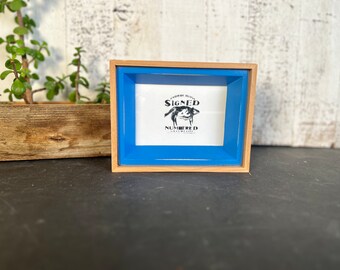 SHIPS TODAY - 3.5x5 Picture Frame - Park Slope Plus Style with Vintage Cobalt Blue and Alder Finish - In Stock - Modern 3.5 x 5 Photo Frame