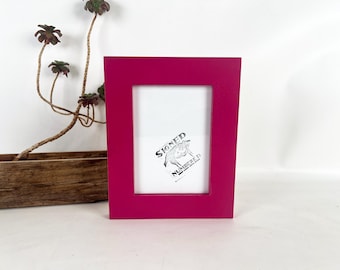 5x7" Picture Frame - SHIPS TODAY - 1.5 Standard Style with Vintage Cerise Finish - In Stock - 5 x 7 Photo Frame Rustic Pink