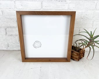 SHIPS TODAY - 12x12" Square Solid Walnut Picture Frame in Deep Flat Shadow Box Style - In Stock - 12 x 12 Photo Frame Holds up to 3/4 inch