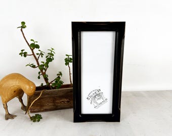 SHIPS TODAY - 4x10" Picture Frame - 1x1 Shallow Bones Style with Vintage Black Finish - In Stock - 4 x 10 inch Panoramic Photo Frame
