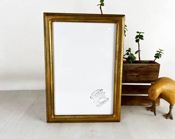 SHIPS TODAY - 8x12 Picture Frame - 1x1 Double Cove Style with Extreme Vintage Guacamole under Gold Finish - In Stock - Handmade 8 x 12 Frame