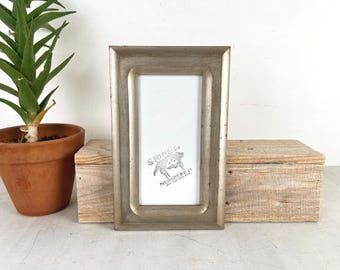 SHIPS TODAY - 4x8 Picture Frame - 1.5 Double Cove Style with Weathered Silver Finish - In Stock - Panoramic Frames 4 x 8 inches Metallic