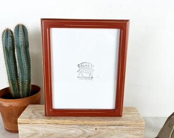 SHIPS TODAY - 8x10 Picture Frame in 1x1 Double Cove Style with Vintage Brick Red Finish - In Stock - 8 x 10 Photo Frame