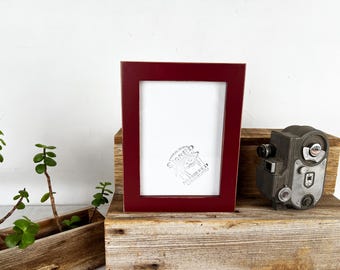 SHIPS TODAY - 5x7 Picture Frame - 1x1 Flat Style with Vintage Wine Finish - In Stock - mid century decor 5 x 7 Photo Frame Red Purple