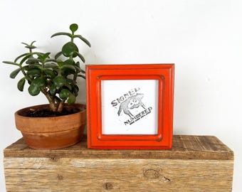 4x4 Photo Frame - SHIPS TODAY - 1x1 Double Cove Style with Vintage Deep Orange Finish - In Stock - 4 x 4 Photo Frames Orange