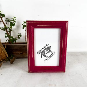 SHIPS TODAY - 4x6 Picture Frame - 1x1 Double Cove Style with Vintage Cerise Pink Finish - In Stock - 4 x 6 Photo Frame Pink