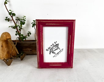 SHIPS TODAY - 4x6 Picture Frame - 1x1 Double Cove Style with Vintage Cerise Pink Finish - In Stock - 4 x 6 Photo Frame Pink