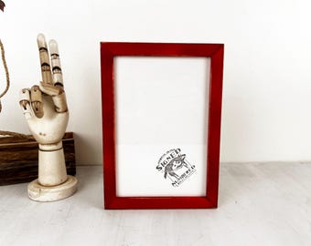 6x9" Picture Frame - SHIPS TODAY Peewee Style with Vintage Red Dye Finish - In Stock - 6 x 9 inch Picture Frames - Gallery Frame