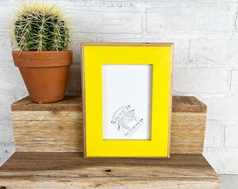 SHIPS TODAY - 4x6 Picture Frame - 1.5 2-Tone Style with Vintage Yellow Finish - In Stock - 4 x 6 Photo Frame Yellow