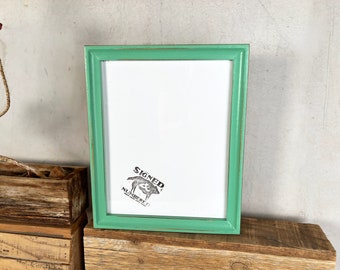 SHIPS TODAY - 8x10 Picture Frame - Foxy Cove Style with Vintage Robin's Egg Finish - In Stock - Rustic Handmade Photo Frame 8 x 10