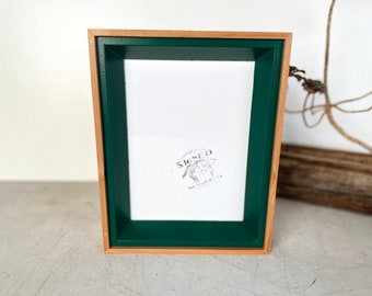 SHIPS TODAY - 6x8" Picture Frame - Park Slope Plus Style with Solid Peacock Green and Natural Alder Finish - In Stock - 6 x 8 Picture Frame