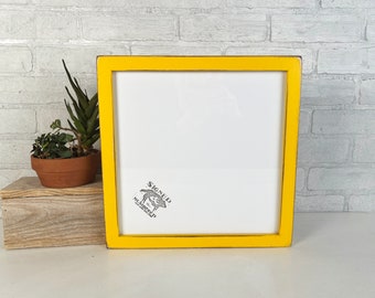 SHIPS TODAY - 12x12" Square Picture Frame in 1x1 Flat Style with Vintage Buttercup Yellow Finish - In Stock - 12 x 12 Photo Frame