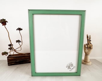 SHIPS TODAY - 11.5x15" Picture Frame - 1x1 Outside Cove Style with Vintage Robin's Egg Finish 11.5 x 15 Frame - includes plexiglass In Stock