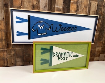 Picture Frame for Pennant Flag in Foxy Minus Style - Choose Your Color & Size - Includes mat - Free Shipping!