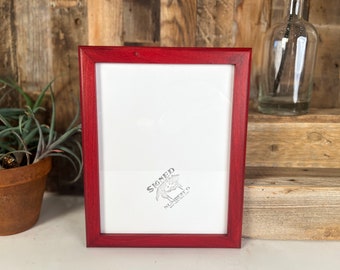 8.5 x 11 Picture Frame - SHIPS RIGHT AWAY - 1x1 Rounded Style with Solid Red Dye Finish - In Stock - 8.5x11 inch Frame