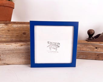 7x7 Picture Frame - SHIPS TODAY - Peewee Style with Vintage Blueblood Finish - In Stock - 7 x 7 Square Photo Frame Rustic Decor