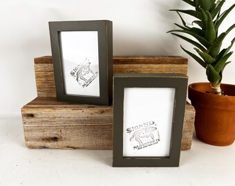 SHIPS TODAY - 4x6 Picture Frame - Deep Flat Style with Vintage Sable Gray Finish - In Stock - 4 x 6 Photo Frame Grey Decor