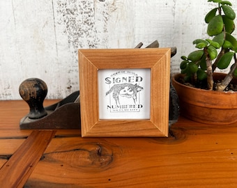 SHIPS TODAY - 3x3" Square Picture Frame - 1x1 Rounded Style in Solid Natural Cherry Wood - In Stock - 3x3 Photo Frame