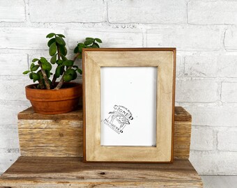 5x7" Picture Frame - SHIPS TODAY - 1.5 2-Tone Style with White Wash Alder Finish - In Stock - 5 x 7 Photo Frame Rustic
