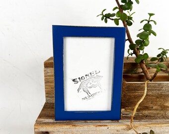 4x6" Picture Frame - SHIPS TODAY - in PeeWee Style with Vintage Blueblood Finish - In Stock - Gallery Frame 4 x 6 inches Blue