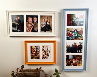 Collage Picture Frame Mat Windows fit Multiple 5x7 Photos in Foxy Cove Style and Vintage Color of your choice - 9x13, 9x19, 9x25 inch Frame
