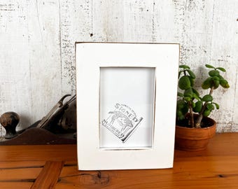 SHIPS TODAY - 4x6 Picture Frame - 1.5" Standard Style with Vintage White Finish - In Stock - 4 x 6 Photo Frame Rustic White