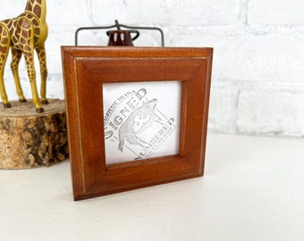 SHIPS TODAY - 3x3" Square Picture Frame - 1x1 Outside Cove Style with Vintage Wood Tone Finish - In Stock - 3 x 3 Photo Frame Brown