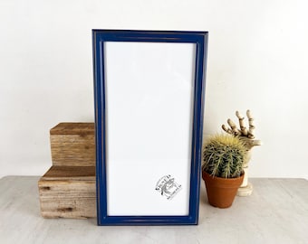 8x16" Picture Frame in 1x1 Double Cove Style with Vintage Blueblood Finish - IN STOCK - Same Day Shipping - Handmade 8 x 16 Frame Hardwood