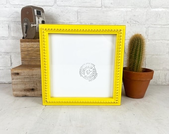 SHIPS TODAY - 8x8" Square Picture Frame in 1x1 Bumpy Style with Vintage Yellow Finish 8 x 8" Photo Frame In Stock Yellow Decor
