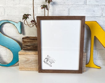 SHIPS TODAY - 8.5x11 Picture Frame - Peewee Style with Natural Walnut Finish - In Stock - 8.5 x 11" Photo Frame Hardwood