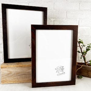 SHIPS TODAY - 9x12 Picture Frame - 1x1 Flat Style on Oak with Vintage Dark Wood Tone Finish - In Stock - Handmade Frame 9 x 12 inch size