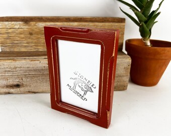 SHIPS TODAY - 4x6 Picture Frame - 1x1 Shallow Bones Style with Vintage Brick Finish - In Stock - 4 x 6 Photo Frame Rustic Red