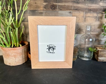 SHIPS TODAY - 6x8" Picture Frame - 1.5 inch standard Style with Solid Natural OAK Finish - In Stock - 6 x 8 Picture Frames