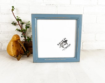 SHIPS TODAY - 8x8" Picture Frame - 1x1 Inside Cove Style with Vintage Smokey Blue Finish - In Stock - 8 x 8 Square Frame