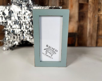 SHIPS TODAY - 4x8 Picture Frame - 1x1 Flat Style with Vintage Homestead Green Finish - In Stock - Panoramic Frames 4 x8 inches