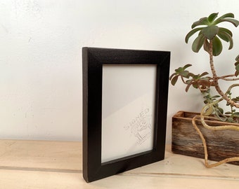 SHIPS TODAY - 5x7 Picture Frame - 1x1 Flat Style with Vintage Black Finish - In Stock - mid century decor 5 x 7 Photo Frame Black