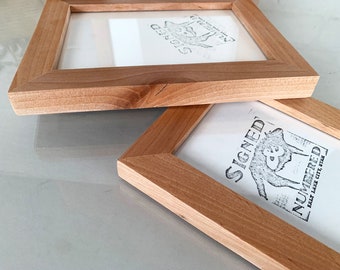 Natural ALDER Picture Frame in 1x1 Flat style- Choose Size: 2x2 up to 18x24 / 20x30 inches - solid hardwood, simple, modern, minimal