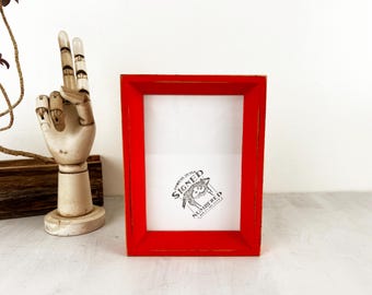 SHIPS TODAY - 5x7" Picture Frame - Park Slope Style with Vintage Deep Orange Finish - In Stock - 5 x 7 Photo Frame