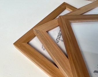 Natural WILLOW Picture Frame in 1x1 Flat style- Choose Size: 2x2 up to 18x24 / 20x20 inches - solid hardwood, simple, modern, minimal