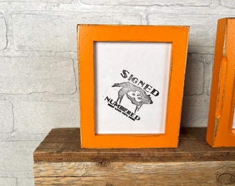 4x5 Picture Frame in Peewee Style with Vintage Orange finish - In Stock - Same Day Shipping - Unique Picture Frame 4 x 5 inches