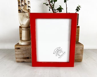 7x9 Picture Frame - SHIPS TODAY - 1x1 Flat Style with Vintage Ruby Red Finish - In Stock - 7 x 9 Modern Frame Hardwood Housewarming Gift