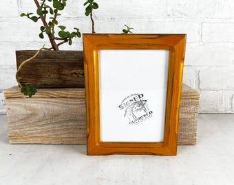 SHIPS TODAY - 5x7 Picture Frame in 1x1 Shallow Bones Style with Vintage Honey Dye on Alder Finish - In Stock - 5 x 7 Frame Solid Hardwood