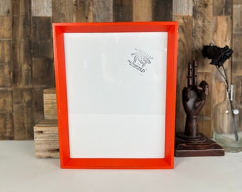 SHIPS RIGHT AWAY - 11x14" Picture Frame - Park Slope style with Vintage Deep Orange Finish - In Stock - 11 x 14 Handmade Frame Orange