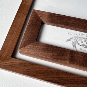 Natural WALNUT Picture Frame in 1x1 Flat style- Choose Size: 2x2 up to 18x24  - solid hardwood, simple, modern, minimal