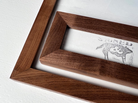 Natural WALNUT Picture Frame in 1x1 Flat style- Choose Size: 2x2 up to 18x24  - solid hardwood, simple, modern, minimal